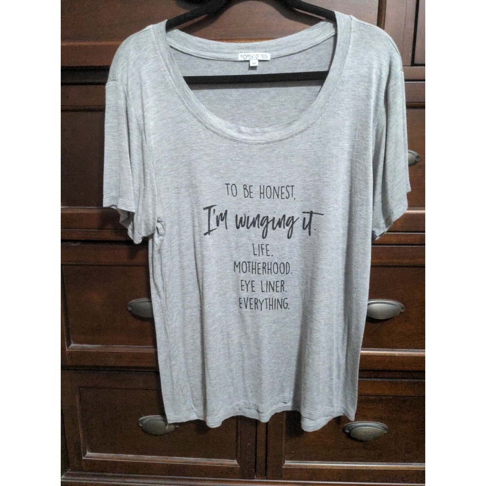 Moment Of Truth Women's Gray Short Sleeve Funny T Shirt Size M